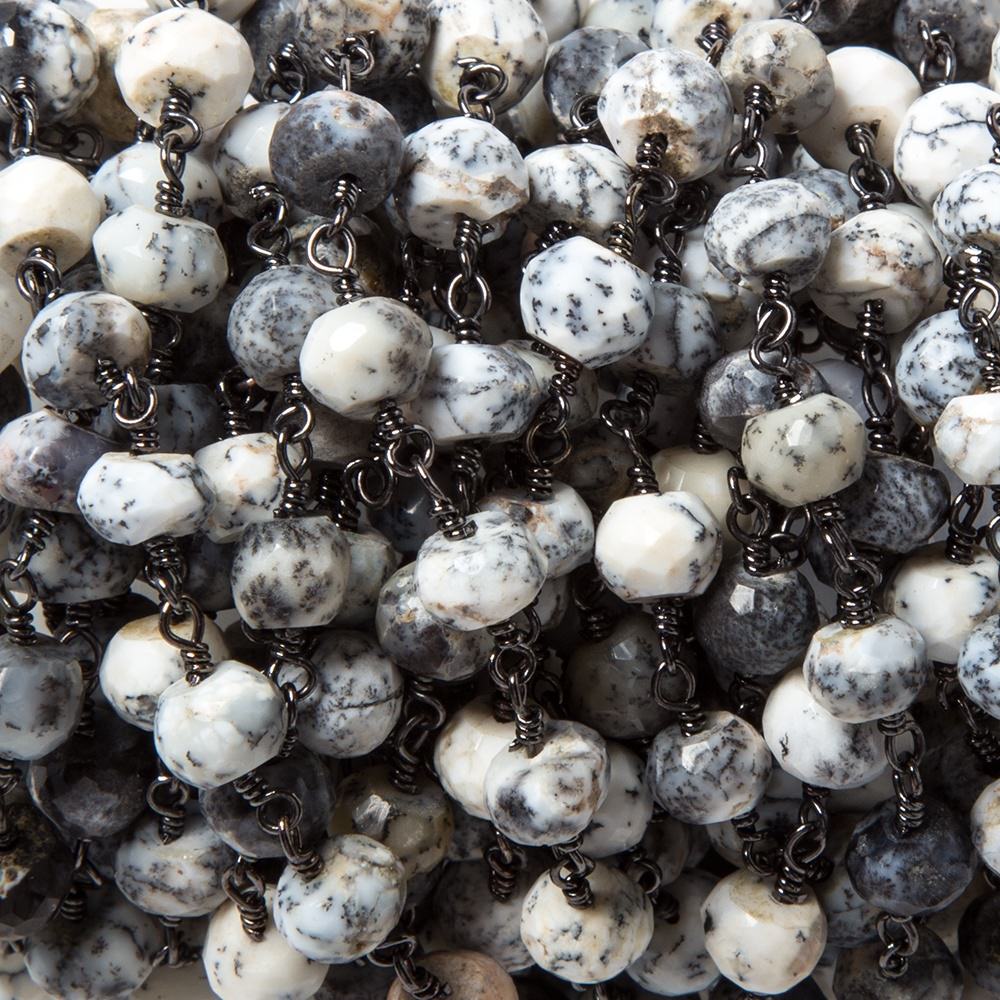 6-6.5mm Dendritic Opal facet rondelle Black Gold plated Chain by the foot 29pcs (ONLINE ORDER ONLY)