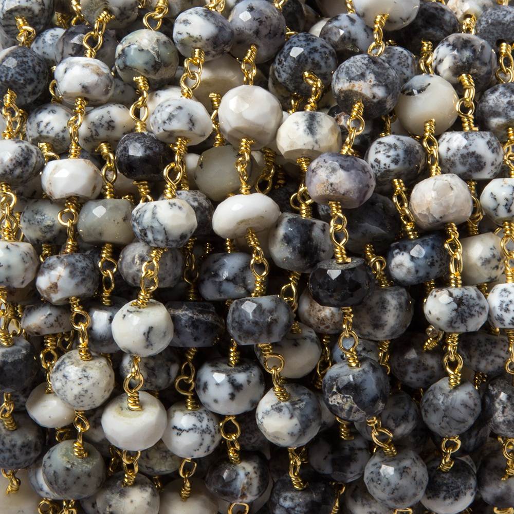 6-6.5mm Dendritic Opal faceted rondelle Gold plated Chain by the foot  29pcs (ONLINE ORDER ONLY)