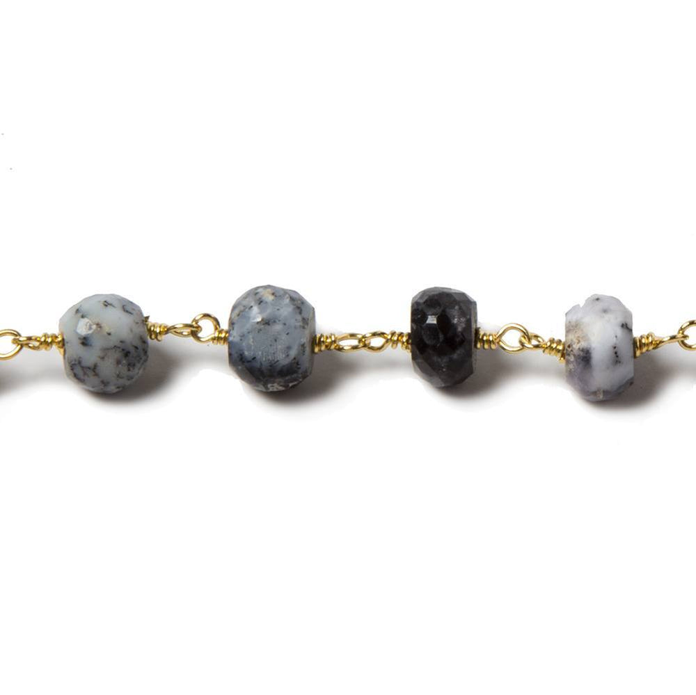 6-6.5mm Dendritic Opal faceted rondelle Gold plated Chain by the foot  29pcs (ONLINE ORDER ONLY)