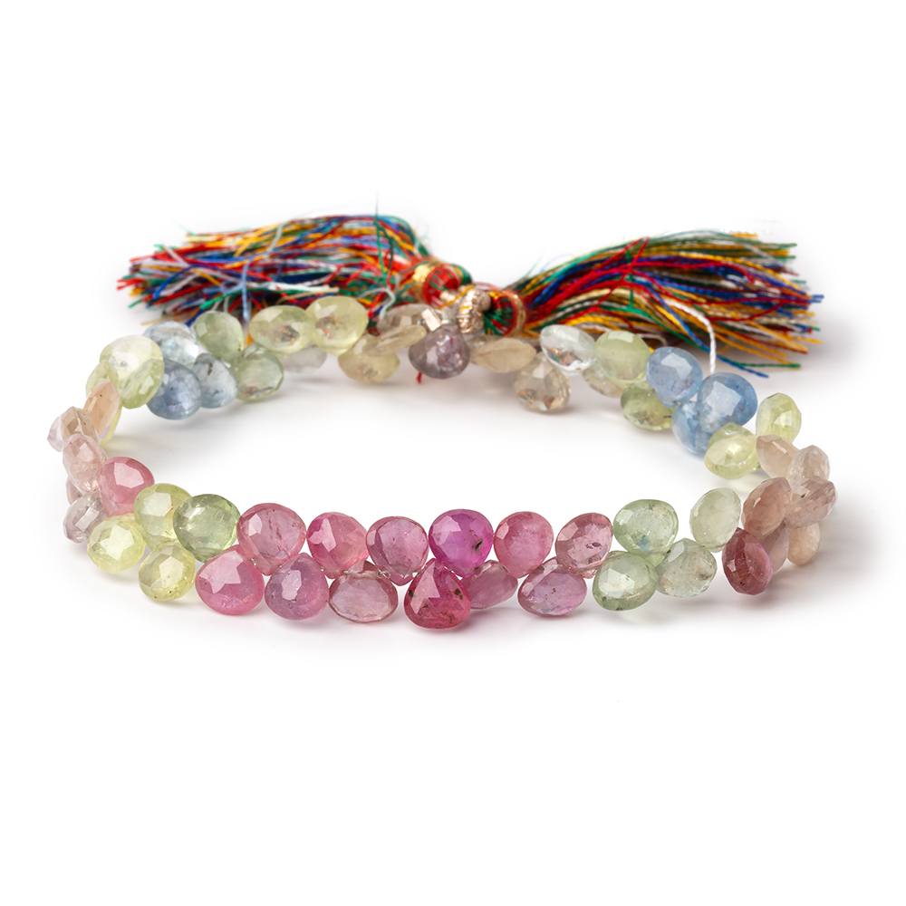 6-7mm Fancy Sapphire Faceted Heart Beads 8 inch 66 pieces (ONLINE ORDER ONLY)