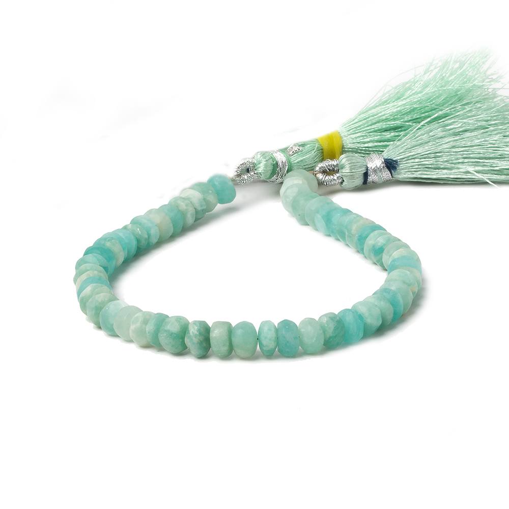 6-6.5mm Matte Amazonite plain rondelle beads 7.5 inch 46 pieces (ONLINE ORDER ONLY)