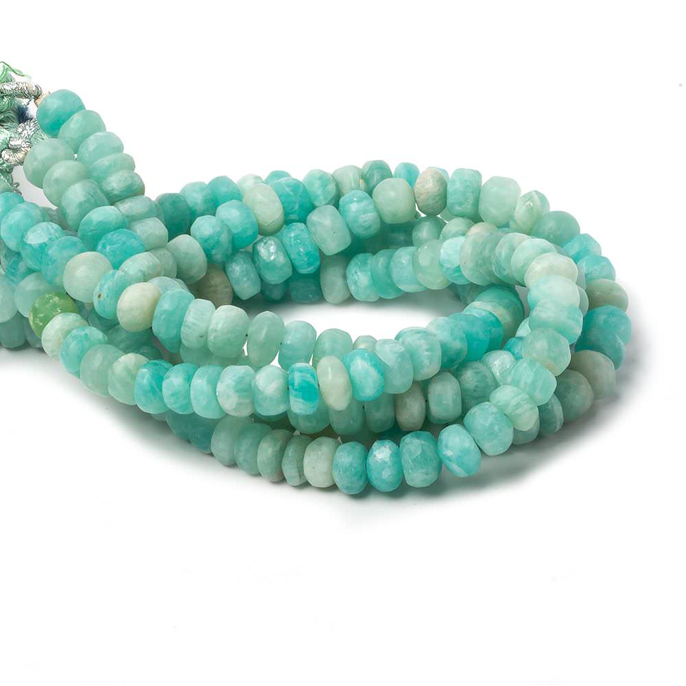 6-6.5mm Matte Amazonite plain rondelle beads 7.5 inch 46 pieces (ONLINE ORDER ONLY)