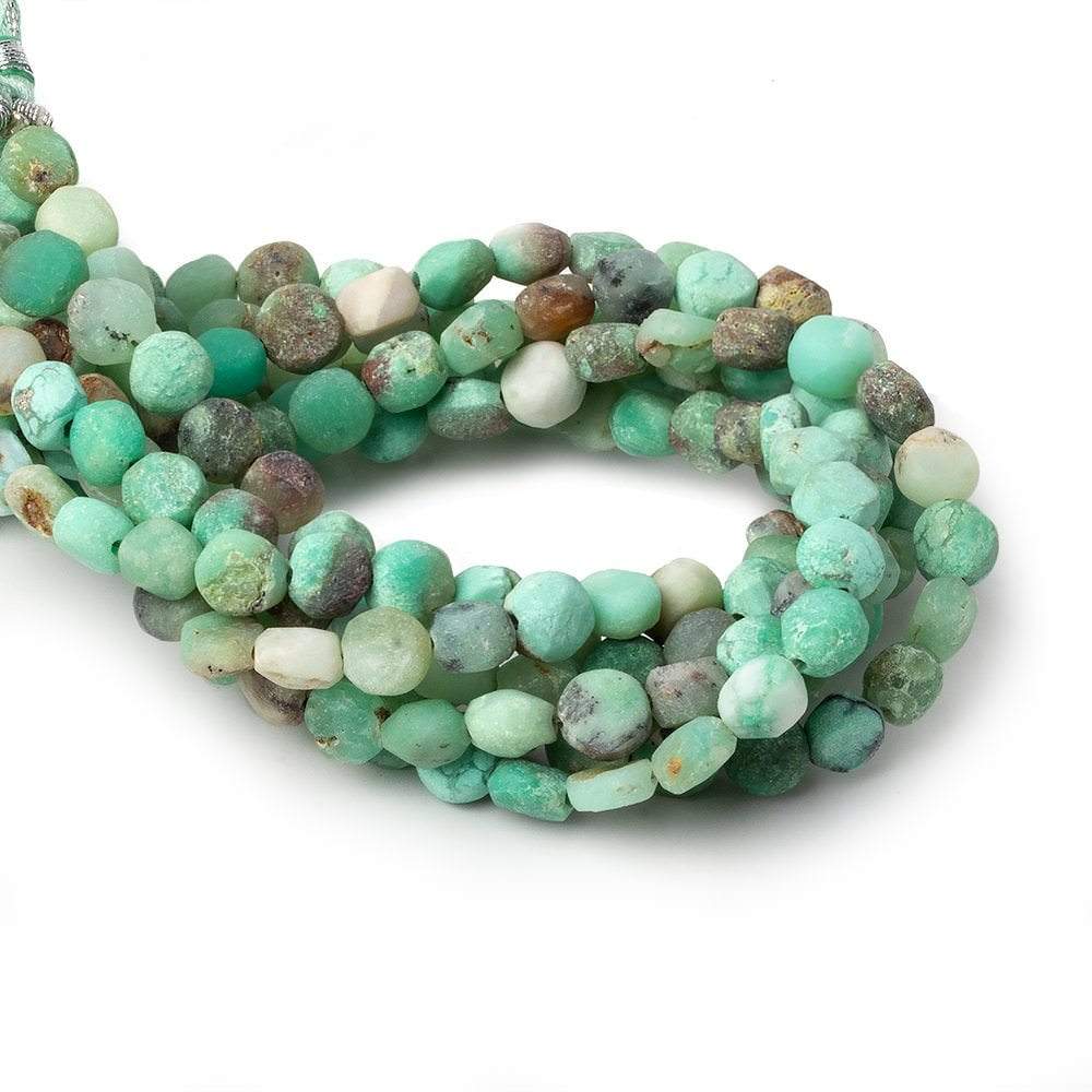 6-6.5mm Matte Chrysoprase & Matrix plain coins 7.5 inch 32 beads A (ONLINE ORDER ONLY)