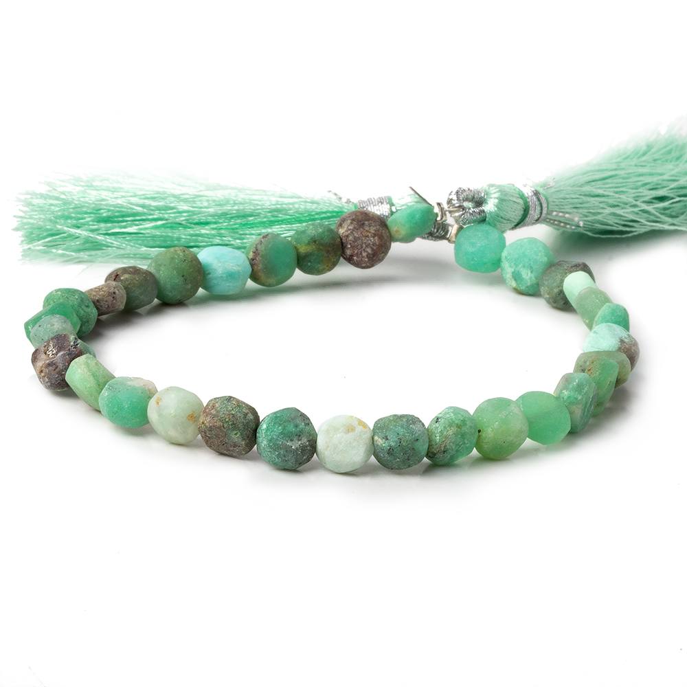 6-6.5mm Matte Chrysoprase & Matrix plain coins 7.5 inch 32 beads A (ONLINE ORDER ONLY)