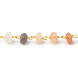 6-6.5mm Multi Color Moonstone Faceted Rondelle Beads on Vermeil Chain (ONLINE ORDER ONLY)