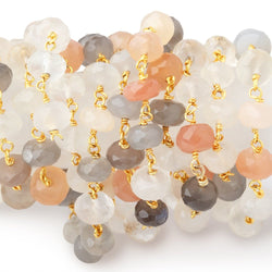 6-6.5mm Multi Color Moonstone Faceted Rondelle Beads on Vermeil Chain (ONLINE ORDER ONLY)