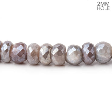 6-6.5mm Mystic Reddish Gray Moonstone 2mm Large Hole Faceted Rondelles 8 inch 50 Beads (ONLINE ORDER ONLY)