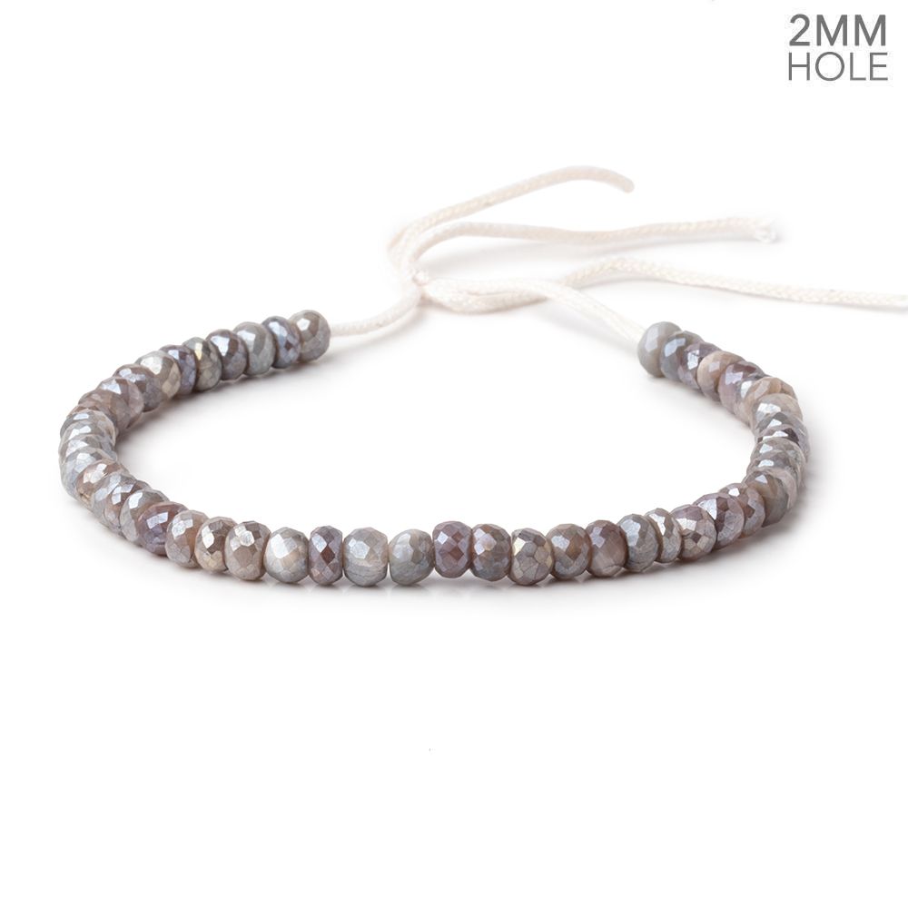 6-6.5mm Mystic Reddish Gray Moonstone 2mm Large Hole Faceted Rondelles 8 inch 50 Beads (ONLINE ORDER ONLY)