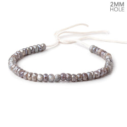 6-6.5mm Mystic Reddish Gray Moonstone 2mm Large Hole Faceted Rondelles 8 inch 50 Beads (ONLINE ORDER ONLY)