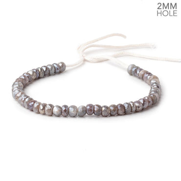 6-6.5mm Mystic Reddish Gray Moonstone 2mm Large Hole Faceted Rondelles 8 inch 50 Beads (ONLINE ORDER ONLY)