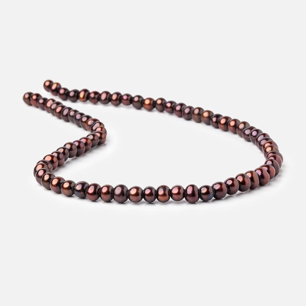 6-6.5mm Orangy Brown Off Round 2.5mm Large Hole Pearls 15 inch 78 pieces (ONLINE ORDER ONLY)