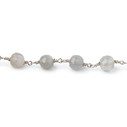 6-6.5mm Platinum Moonstone Faceted Rounds on .925 Silver Chain (ONLINE ORDER ONLY)