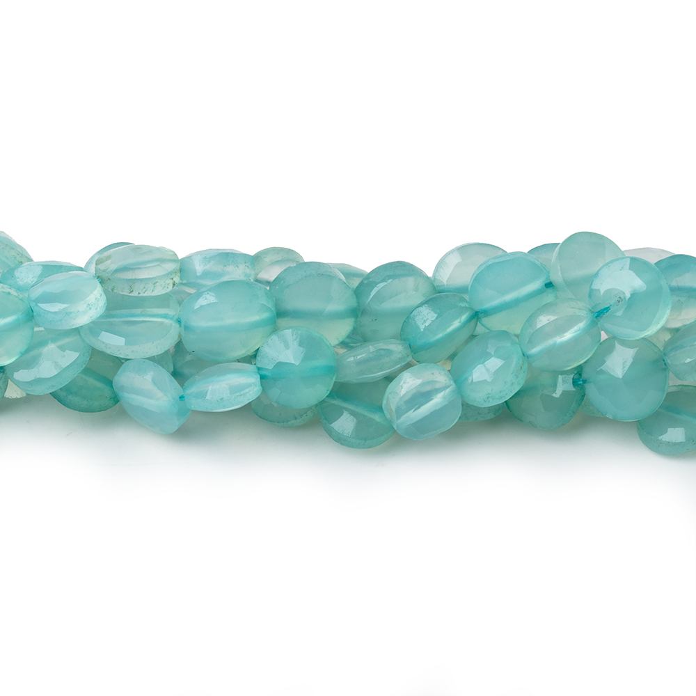 6-6.5mm Seafoam Blue Chalcedony Faceted Coin Beads 13 inch 50 pieces (ONLINE ORDER ONLY)