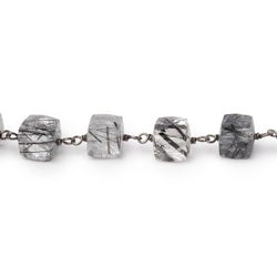 6-6.5mm Tourmalinated Quartz Faceted Cubes on Sterling Silver Chain (ONLINE ORDER ONLY)