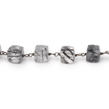 6-6.5mm Tourmalinated Quartz Faceted Cubes on Sterling Silver Chain (ONLINE ORDER ONLY)