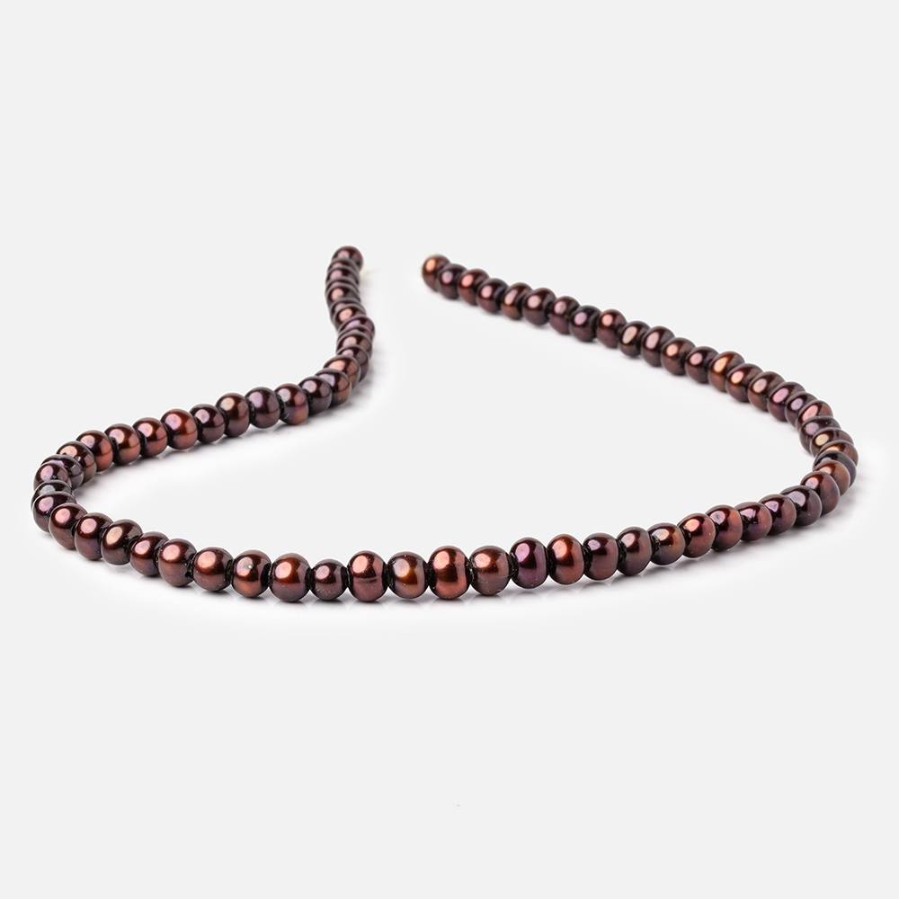 6-7.5mm Cherry Brown Off Round 2.5mm Large Hole Pearls 15 inch 75 pieces (ONLINE ORDER ONLY)