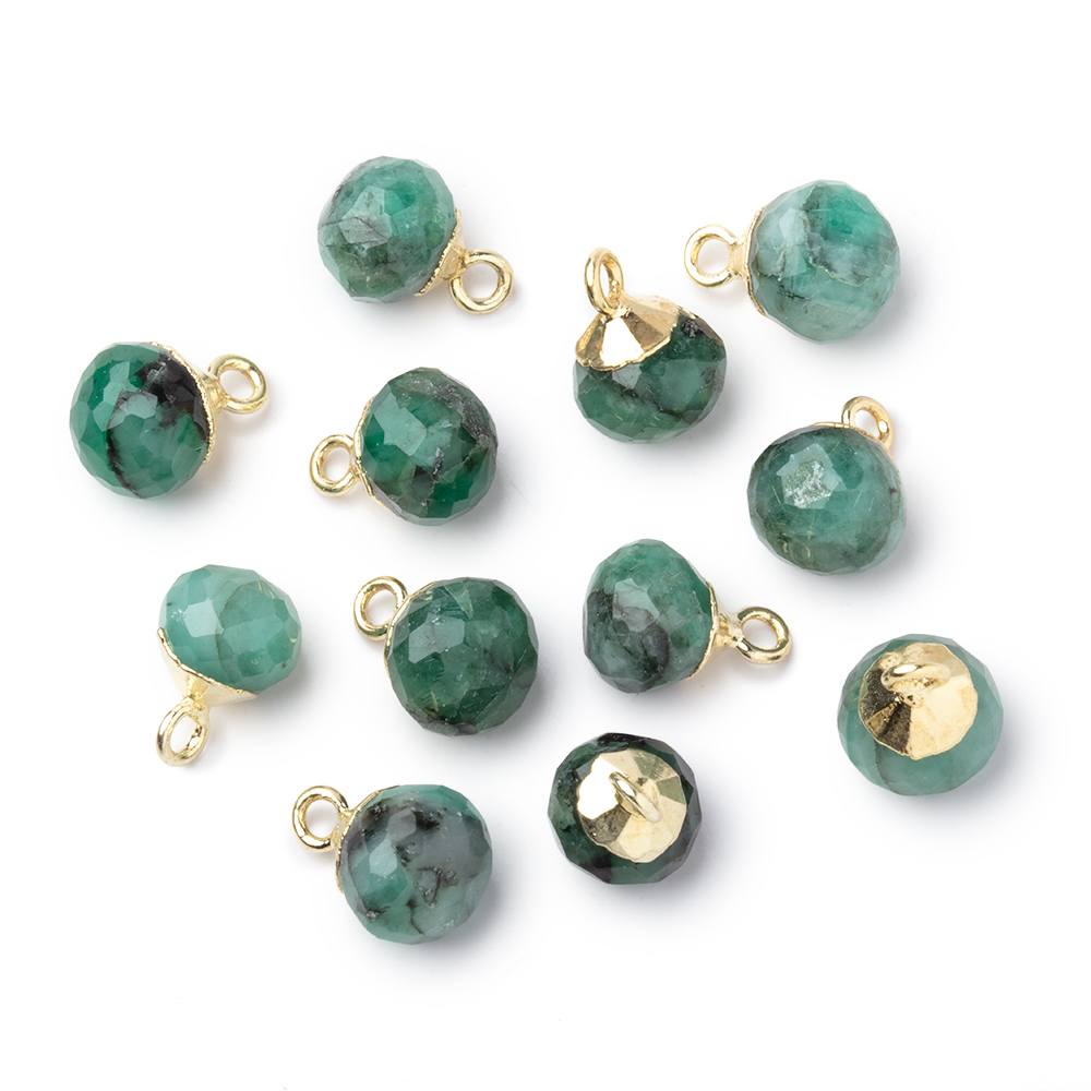 6-7.5mm Gold Leafed Emerald Faceted Candy Kiss Focal 1 piece (ONLINE ORDER ONLY)