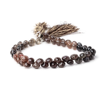 6-7.5mm Platinum & Plum Scapolite Faceted Candy Kiss Beads 9 inch 58 pieces (ONLINE ORDER ONLY)