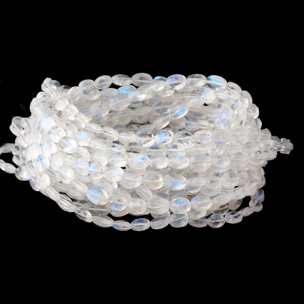 6-7.5mm Rainbow Moonstone Faceted Oval Beads 16 inch 57 pieces AAA (ONLINE ORDER ONLY)