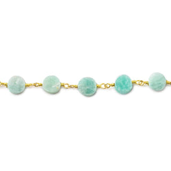 6-7mm Amazonite plain coin Gold plated Chain by the foot 22 beads (ONLINE ORDER ONLY)