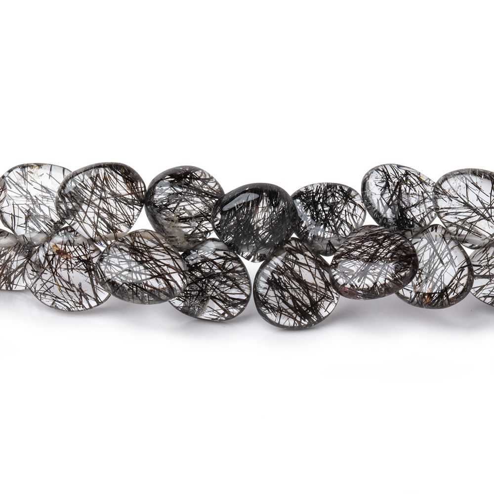 6-7mm Black Tourmalinated Quartz Plain Heart Beads 7 inch 54 pieces (ONLINE ORDER ONLY)