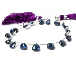 6-7mm Blue Sapphire Faceted Heart Briolettes 8 inch 17 beads A (ONLINE ORDER ONLY)