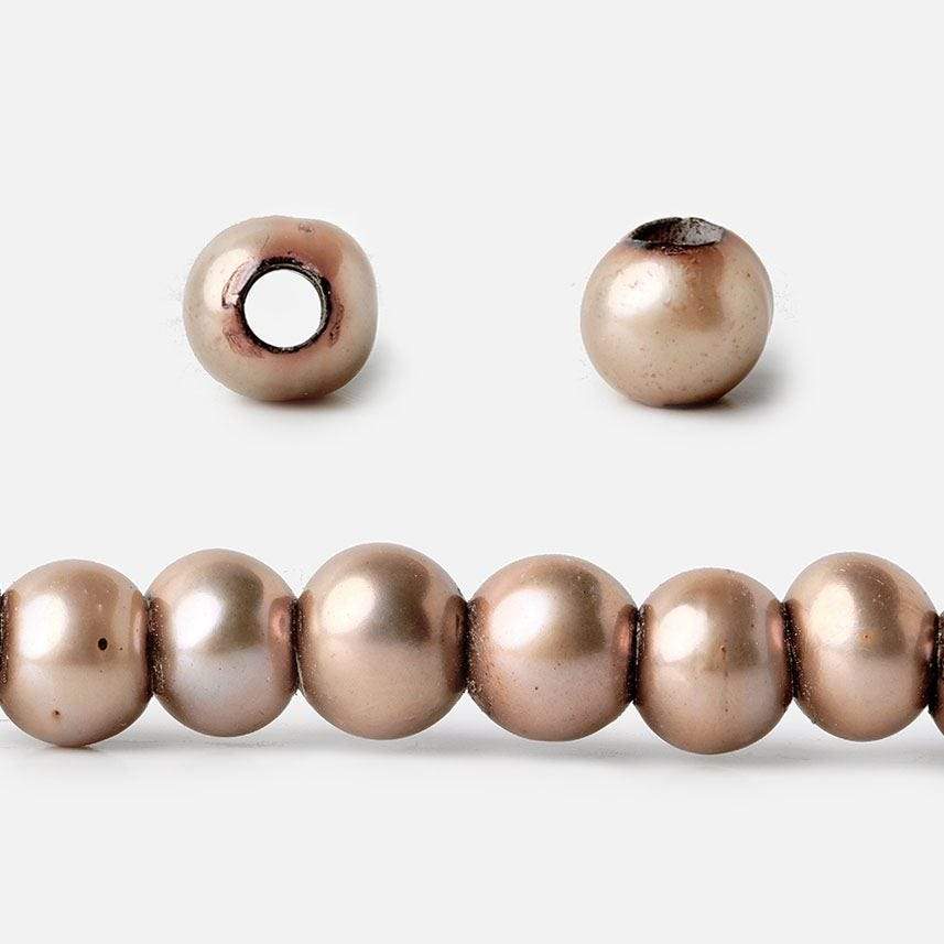 6-7mm Champagne Large Hole Off Round Freshwater Pearl 2.5mm drill hole, 15 inch, 75 pieces (ONLINE ORDER ONLY)