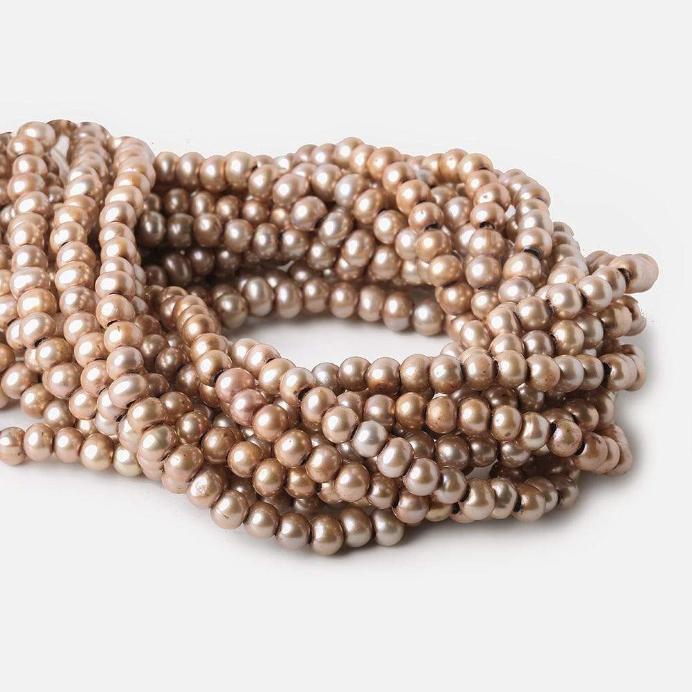 6-7mm Champagne Large Hole Off Round Freshwater Pearl 2.5mm drill hole, 15 inch, 75 pieces (ONLINE ORDER ONLY)