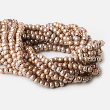 6-7mm Champagne Large Hole Off Round Freshwater Pearl 2.5mm drill hole, 15 inch, 75 pieces (ONLINE ORDER ONLY)