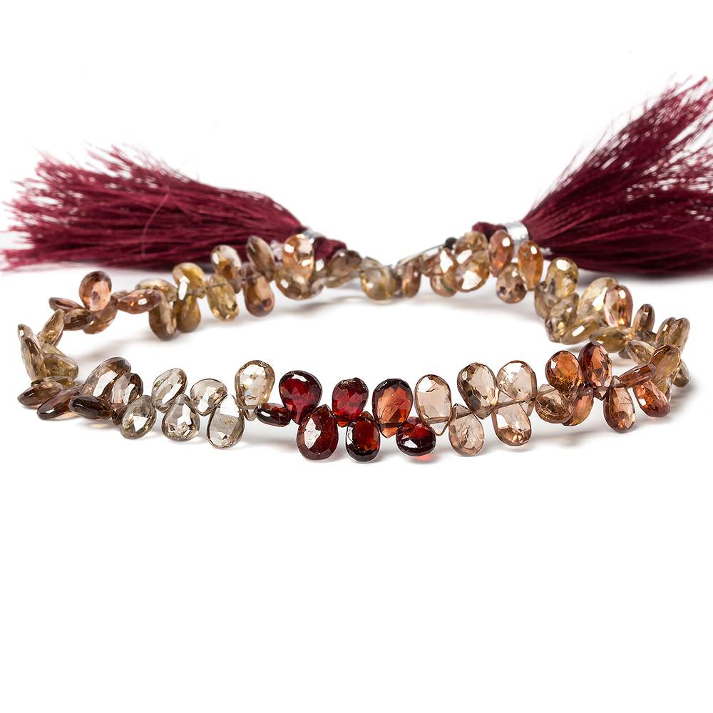 6-7mm Champagne, Red and Cognac Zircon Pear Briolette 10 inch 80 pieces (ONLINE ORDER ONLY)