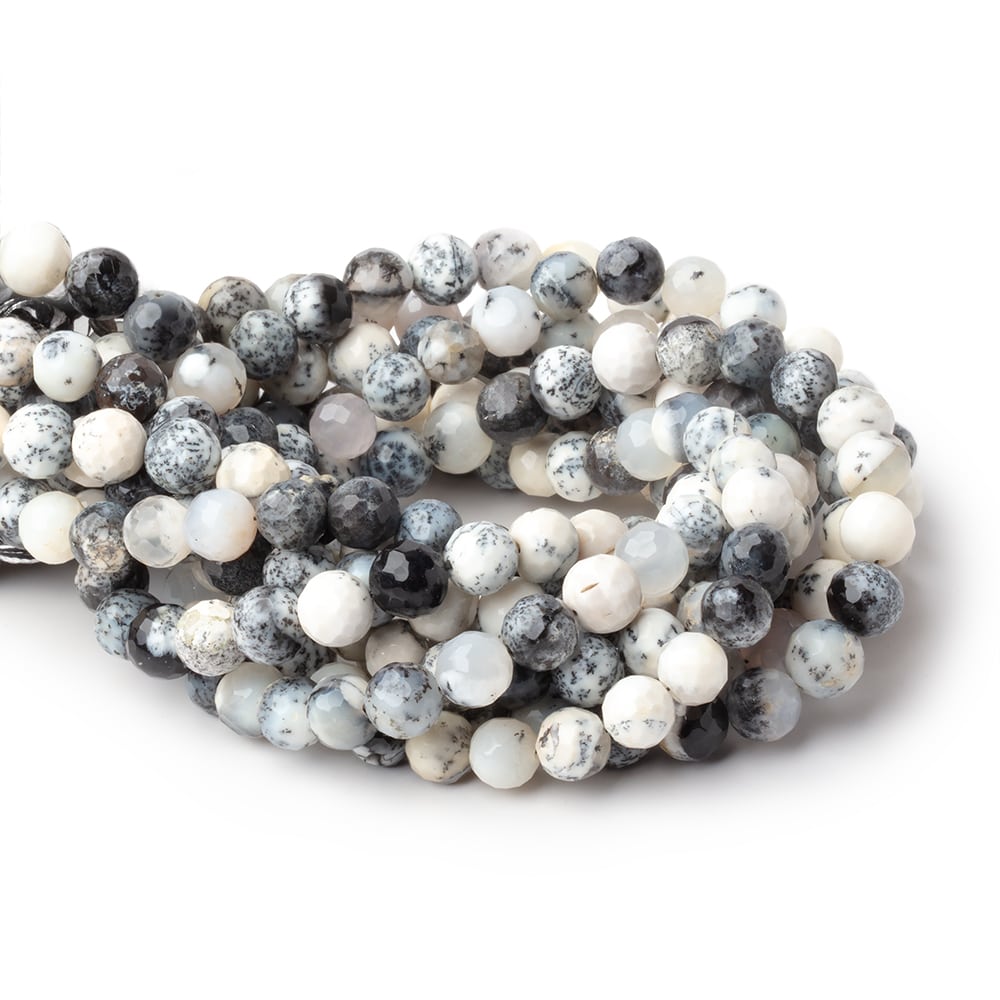 6-7mm Dendritic Opal Faceted Round Beads 8 inch 29 pieces (ONLINE ORDER ONLY)
