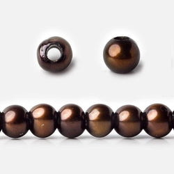6-7mm Golden Brown Large Hole Off Round Pearl 2.5mm drill hole, 15 inch, 72 pieces (ONLINE ORDER ONLY)