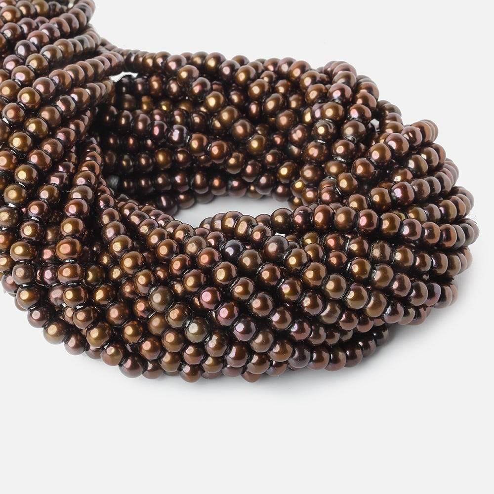 6-7mm Golden Brown Large Hole Off Round Pearl 2.5mm drill hole, 15 inch, 72 pieces (ONLINE ORDER ONLY)