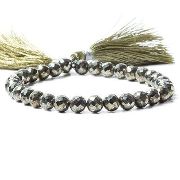 6-7mm Golden Pyrite faceted round beads 8 inches 32 beads (ONLINE ORDER ONLY)