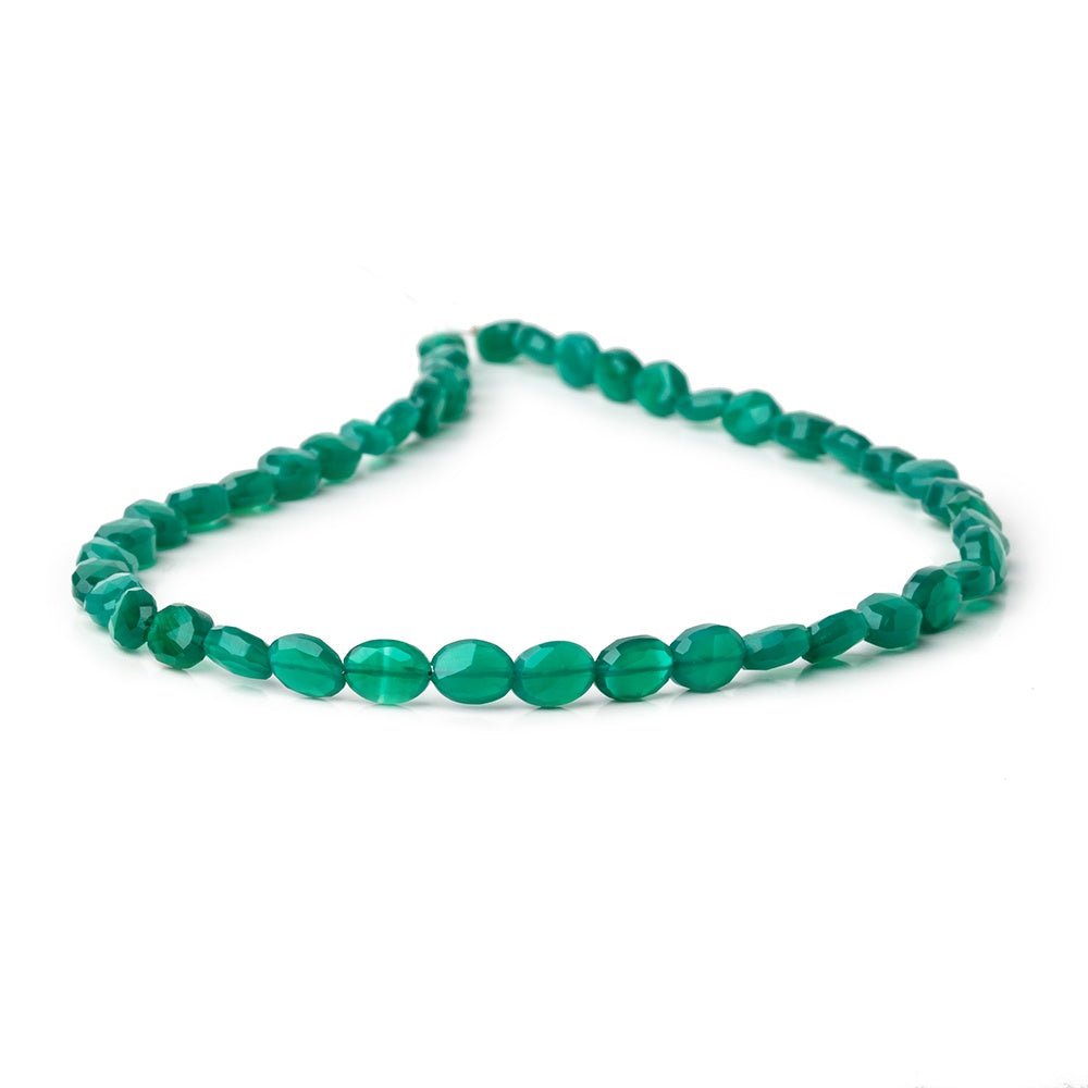 6-7mm Green Chalcedony Faceted Oval Beads 12.5 inch 43 pieces (ONLINE ORDER ONLY)