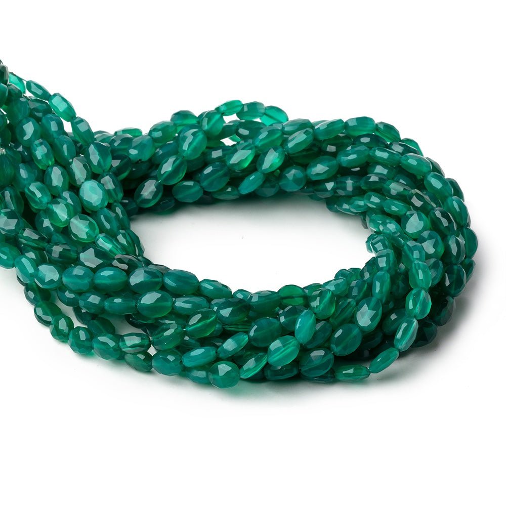 6-7mm Green Chalcedony Faceted Oval Beads 12.5 inch 43 pieces (ONLINE ORDER ONLY)