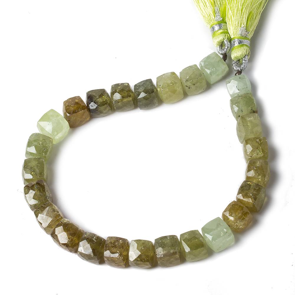 7.5mm Grossular Garnet Faceted Cube Beads 8 inch 28beads (ONLINE ORDER ONLY)