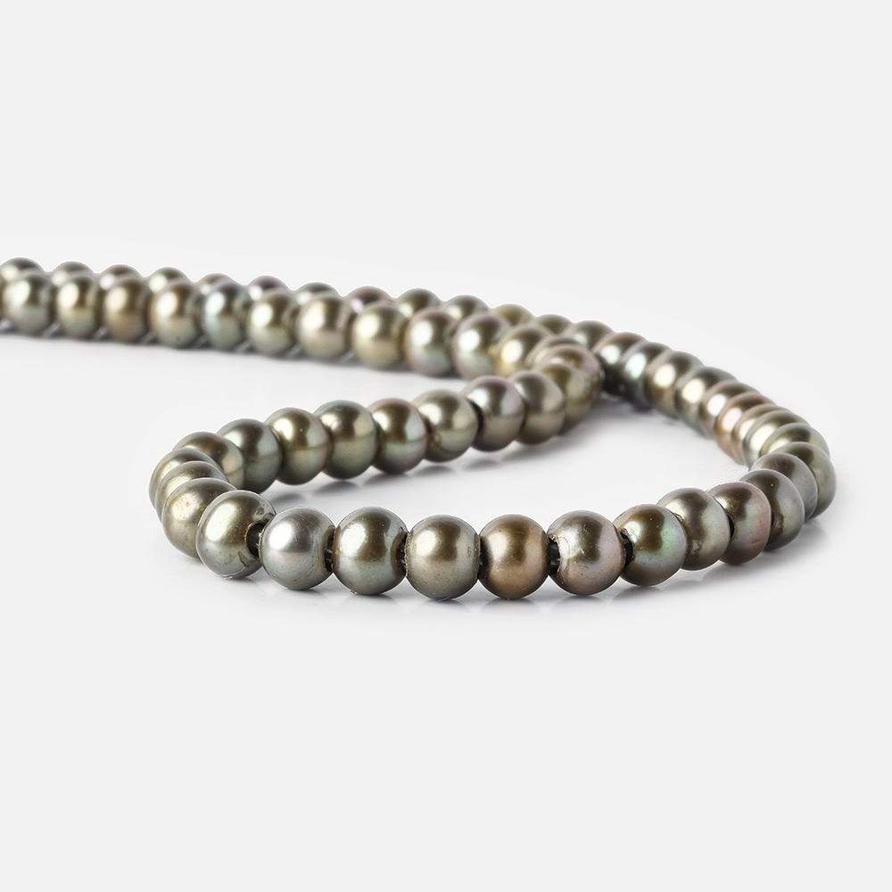 6-7mm Irish Greens Large Hole Off Round Pearl 2.5mm drill hole, 15 inch, 75 pieces (ONLINE ORDER ONLY)