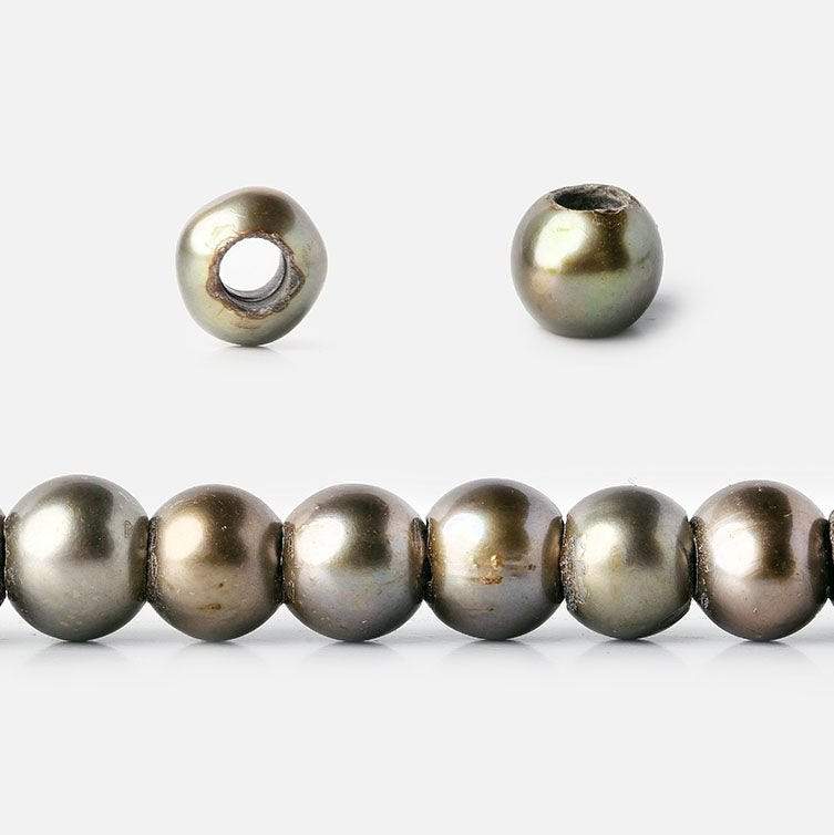6-7mm Irish Greens Large Hole Off Round Pearl 2.5mm drill hole, 15 inch, 75 pieces (ONLINE ORDER ONLY)