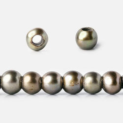 6-7mm Irish Greens Large Hole Off Round Pearl 2.5mm drill hole, 15 inch, 75 pieces (ONLINE ORDER ONLY)