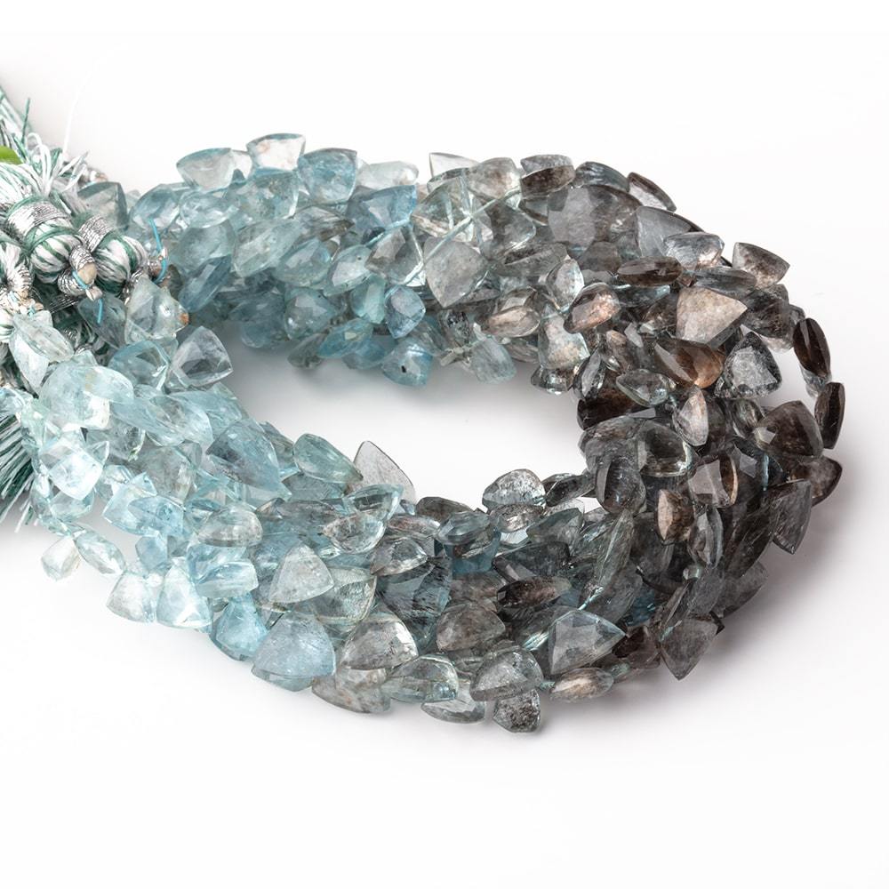 6-7mm Moss Aquamarine Top Drilled Faceted Triangle Beads 7 inch 57 pieces (ONLINE ORDER ONLY)