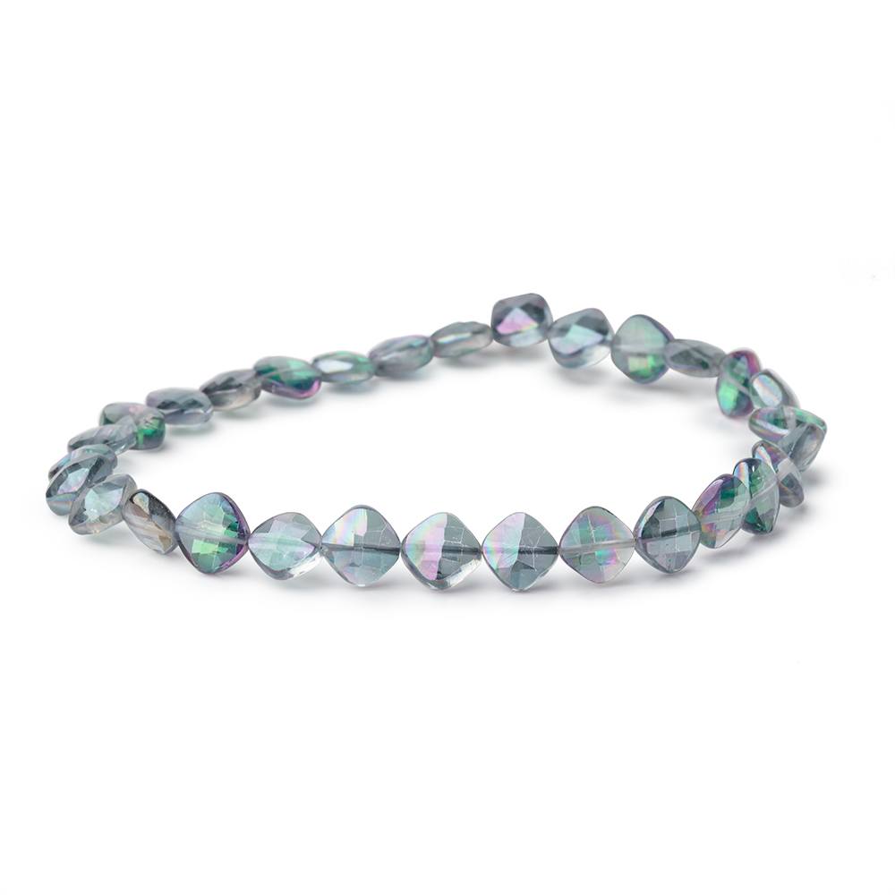 6-7mm Mystic White Topaz Faceted Pillow Beads 9 inch 30 pieces (ONLINE ORDER ONLY)