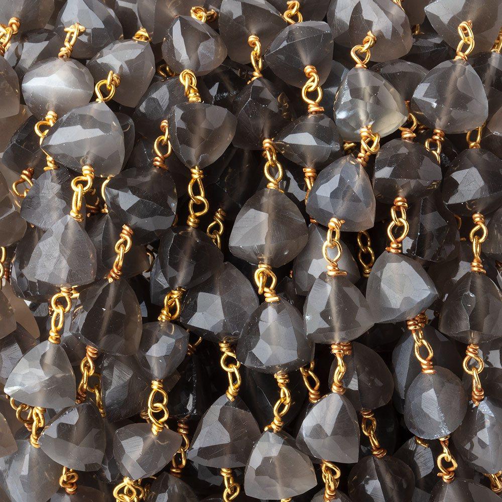 6-7mm Platinum Moonstone Faceted Trillions on Vermeil Chain by the Foot 25 beads (ONLINE ORDER ONLY)