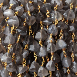 6-7mm Platinum Moonstone Faceted Trillions on Vermeil Chain by the Foot 25 beads (ONLINE ORDER ONLY)