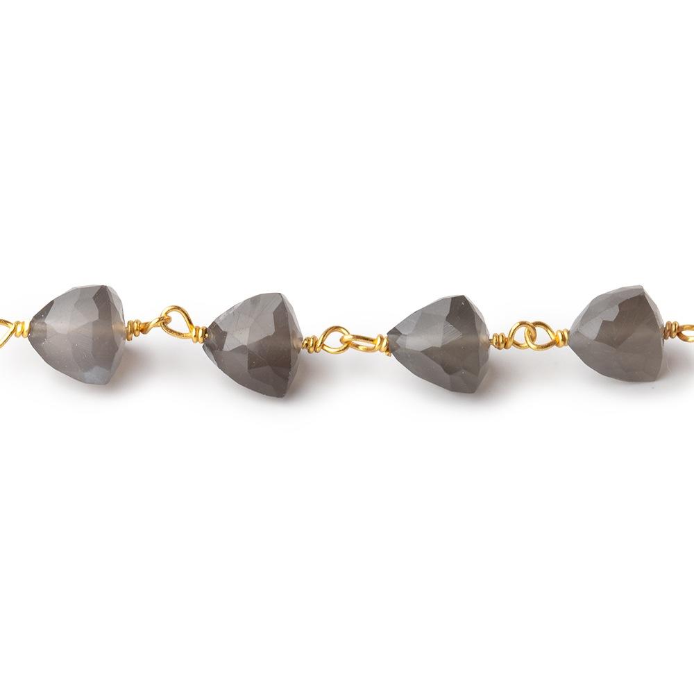 6-7mm Platinum Moonstone Faceted Trillions on Vermeil Chain by the Foot 25 beads (ONLINE ORDER ONLY)