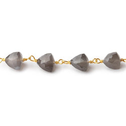 6-7mm Platinum Moonstone Faceted Trillions on Vermeil Chain by the Foot 25 beads (ONLINE ORDER ONLY)