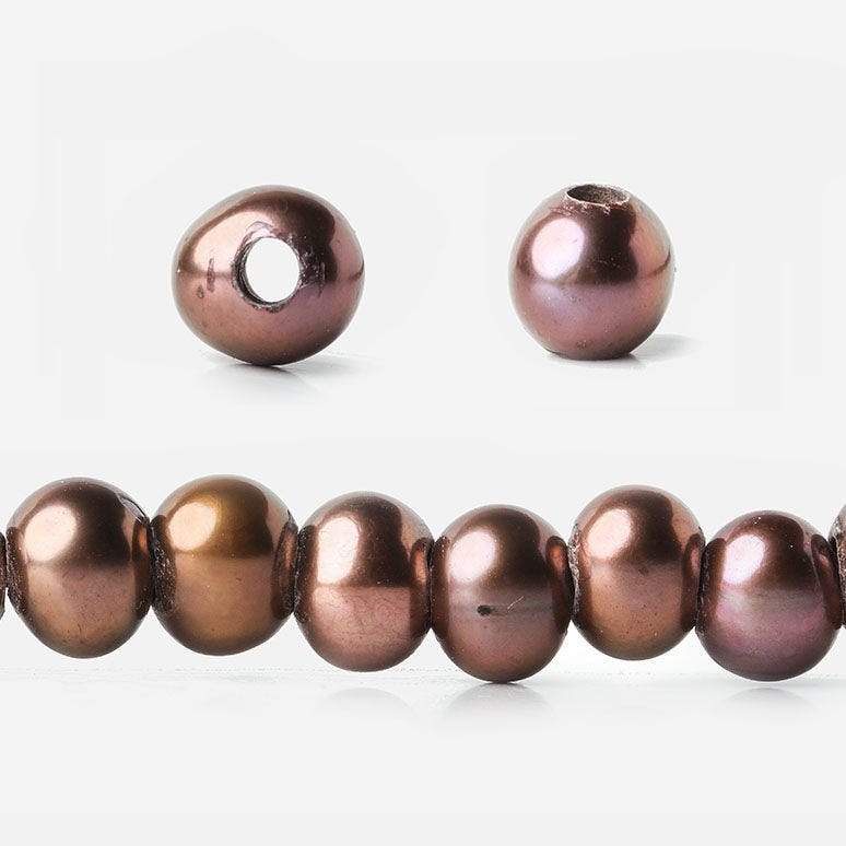 6-7mm Plum Large Hole Off Round Freshwater Pearl 2.5mm drill hole, 15 inch, 75 pieces (ONLINE ORDER ONLY)