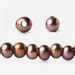 6-7mm Plum Large Hole Off Round Freshwater Pearl 2.5mm drill hole, 15 inch, 75 pieces (ONLINE ORDER ONLY)