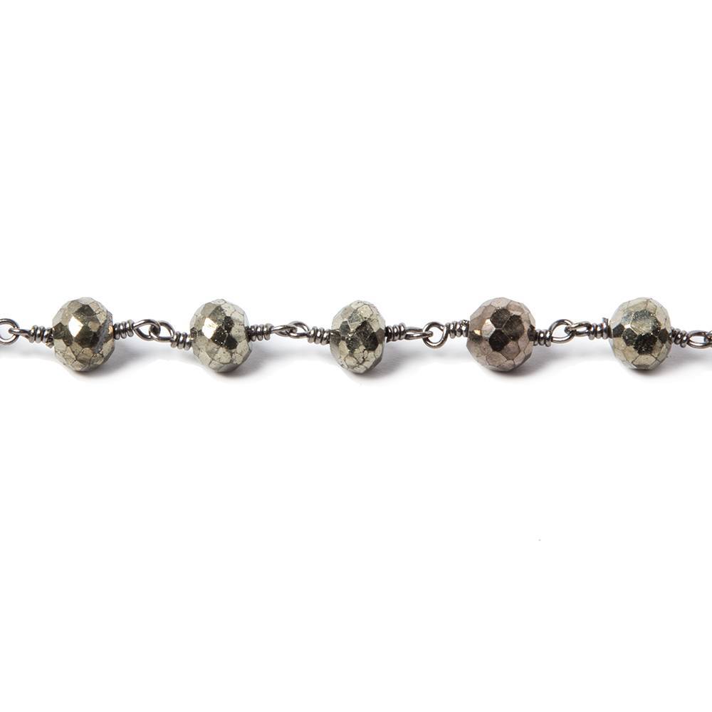 6-7mm Pyrite faceted rondelle Black Gold Chain by the foot 24 pieces (ONLINE ORDER ONLY)