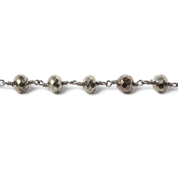 6-7mm Pyrite faceted rondelle Black Gold Chain by the foot 24 pieces (ONLINE ORDER ONLY)